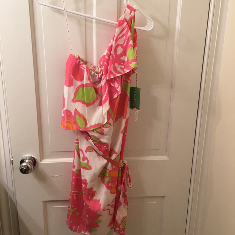Pink and White Silk Dress